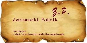 Zvolenszki Patrik névjegykártya